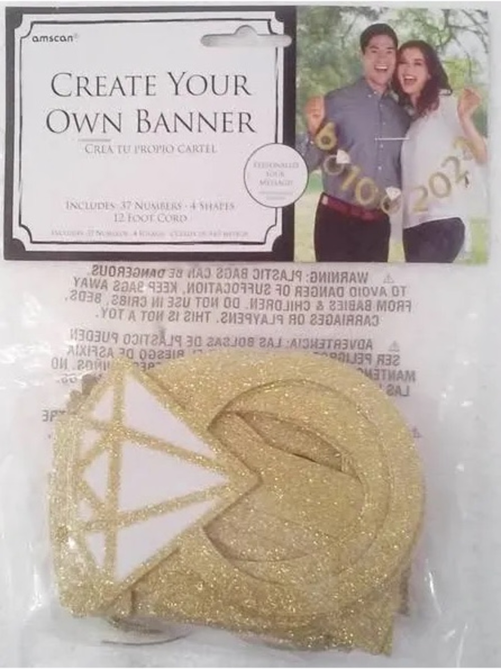Customizable Gold Glitter Wedding Banner Kit